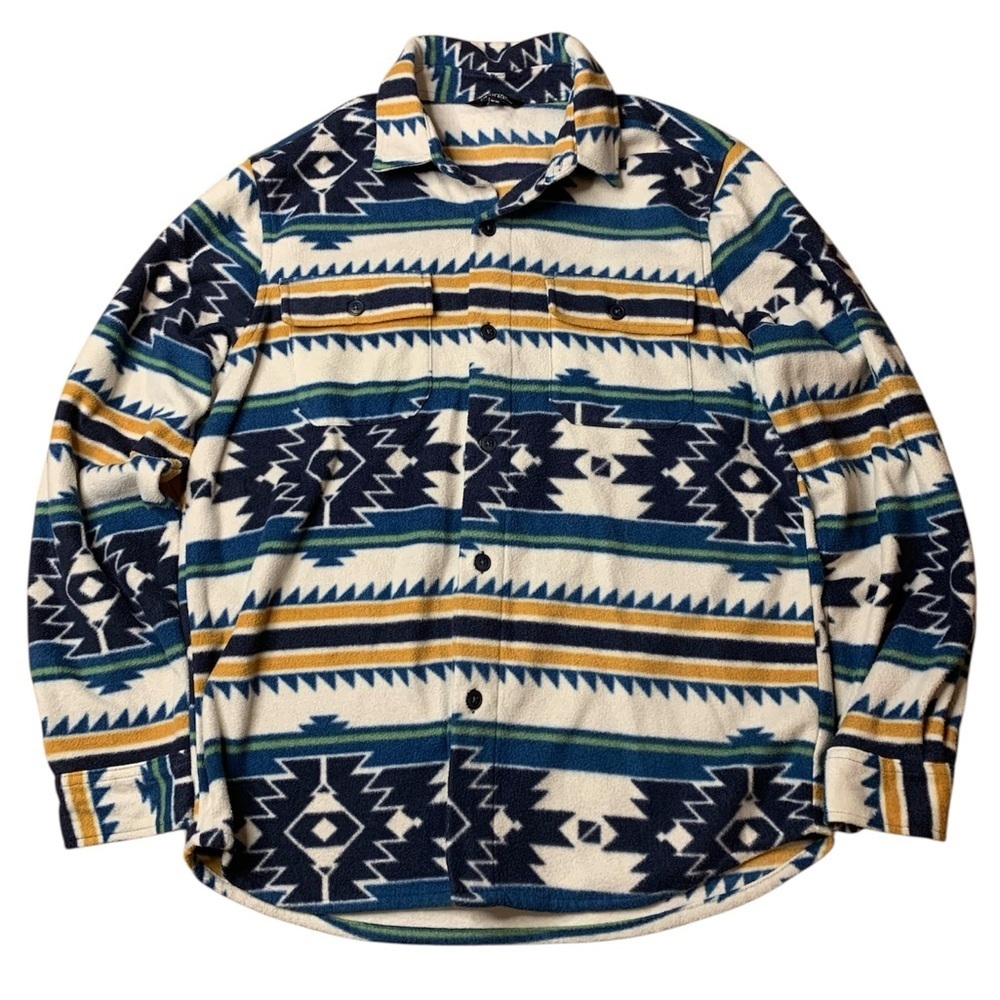 George Men’s Southwestern Aztec Fleece Shirt Jacket Shacket Medium